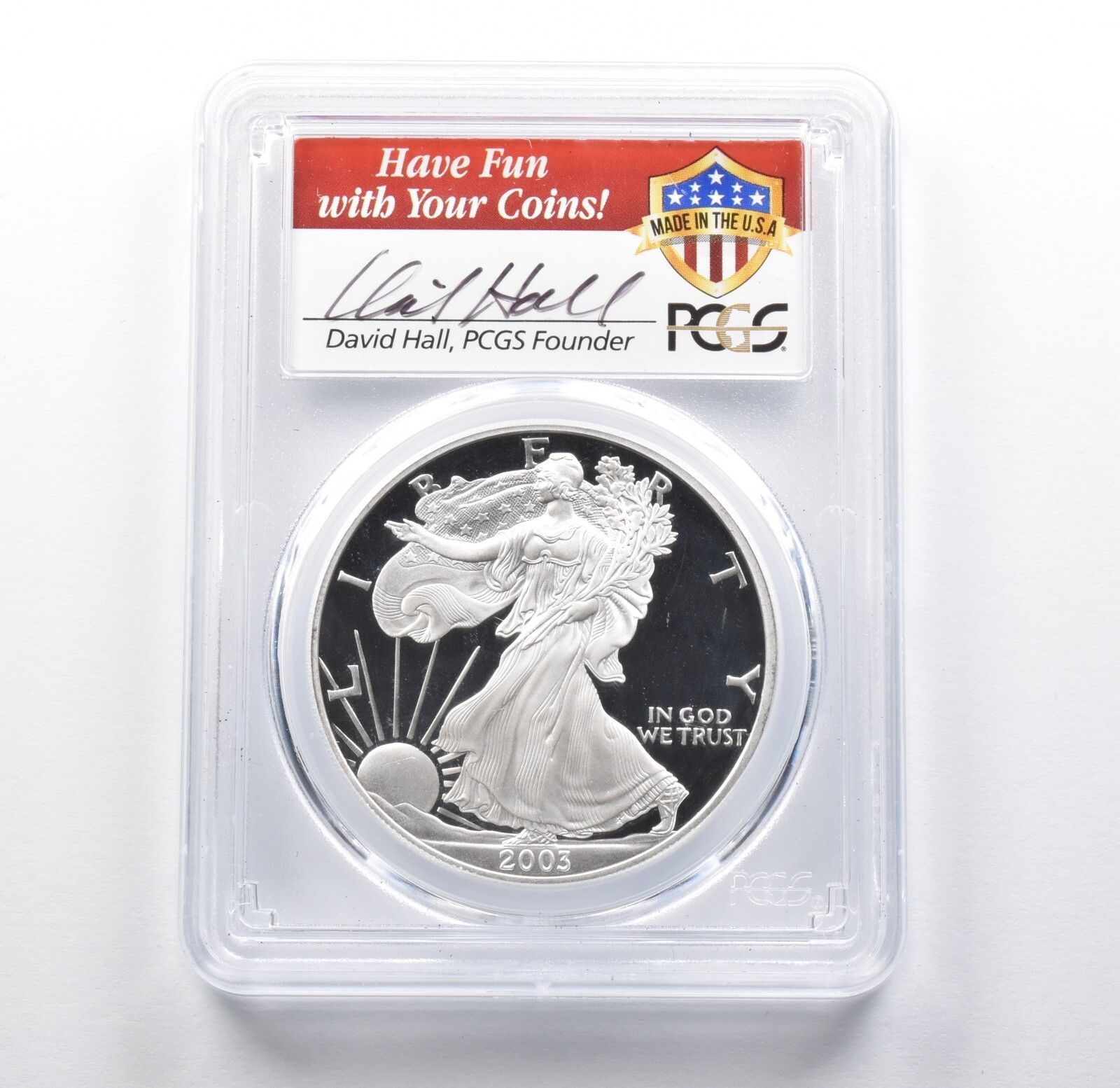 PR69 DCAM 2003-W アメリカンシルバーイーグル サイン入り ホール PCGS