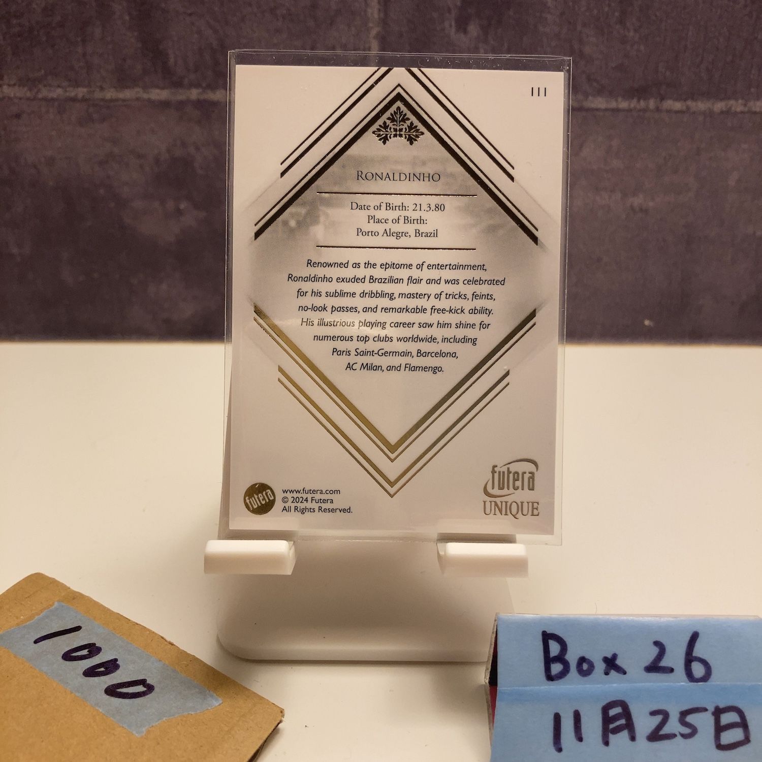 11枚限定】ロナウジーニョ 金枠カード Futera Unique 11枚限定