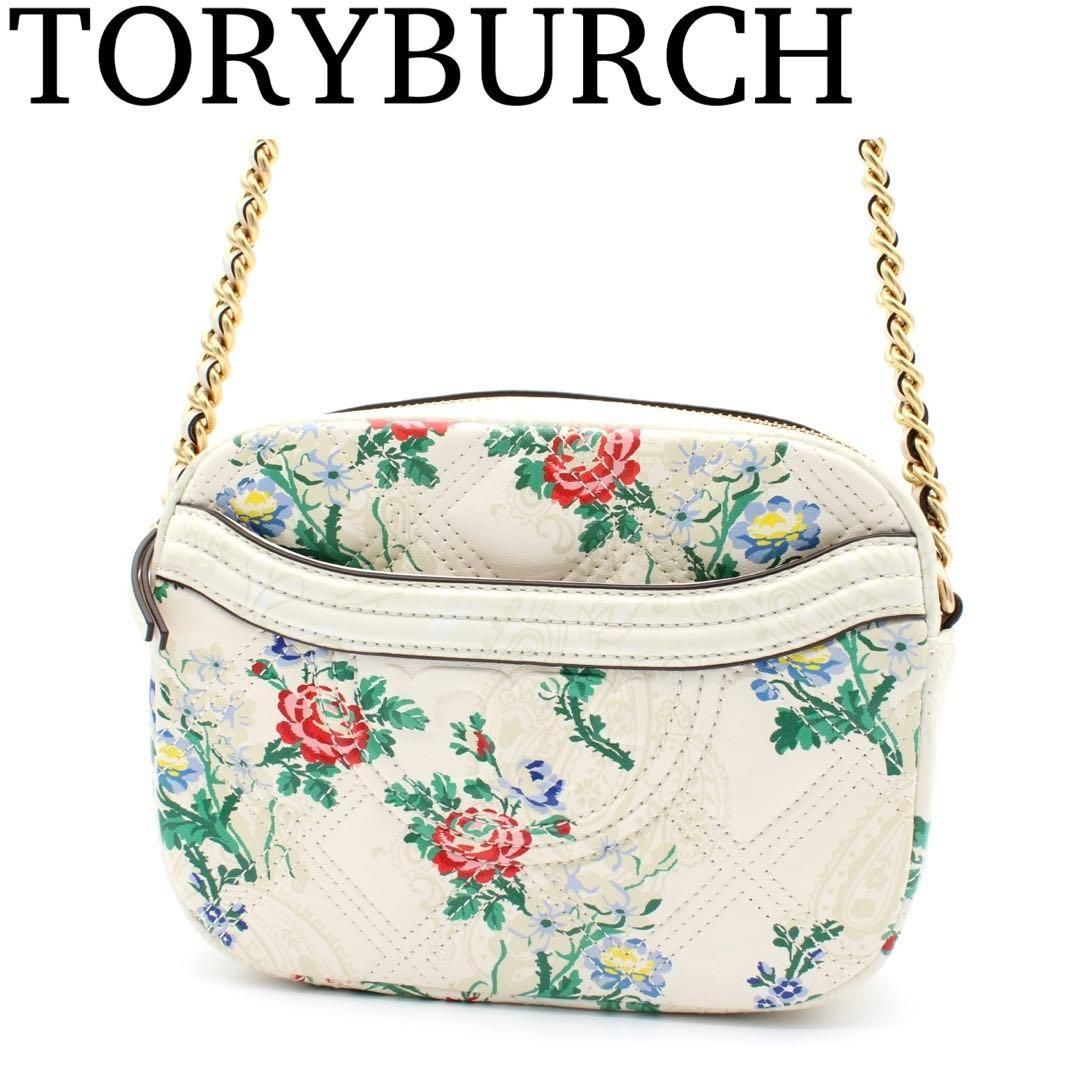 未使用級】TORY BURCH フレミング 花柄 ショルダーバッグ レザー 