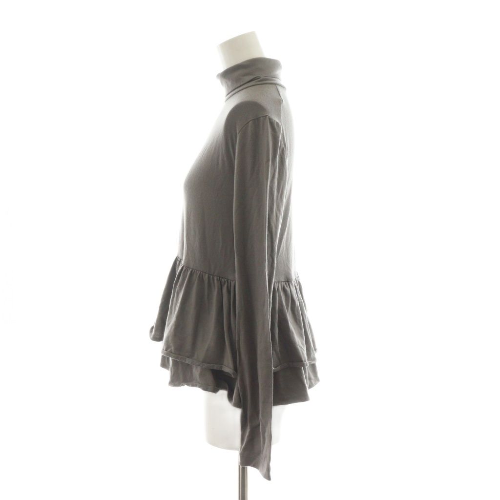 美品✨️yori ヨリ　現行　異素材ペプラムカットソー　グレー　長袖 ヨリ yori カットソー タートルネック フリル ペプラム 長袖 F グレー