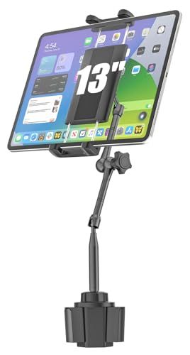 2026年の最高高度版 Kolasels タブレットホルダー 車 ドリンクホルダー 33 cmの高さ調節 車載 カップホルダー iPad 車載ホルダー タブレット スタンド 重厚な金属製調整アーム ワンクリック b 940980 a