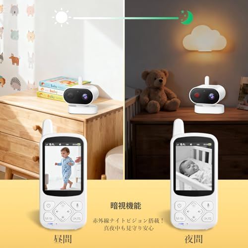  ZAIDER ベビーモニター モニター付き 見守りカメラ ペットカメラ 小型 VOX省エネ＆双方向通話 2 8インチ 720 p 暗視 温度検知 wi fi不要 回転 ベビーセンサー 4倍ズーム 出産祝い 赤ちゃん 介護 高齢者 プ 9 f 44 e 20 その他 キッチン 食器