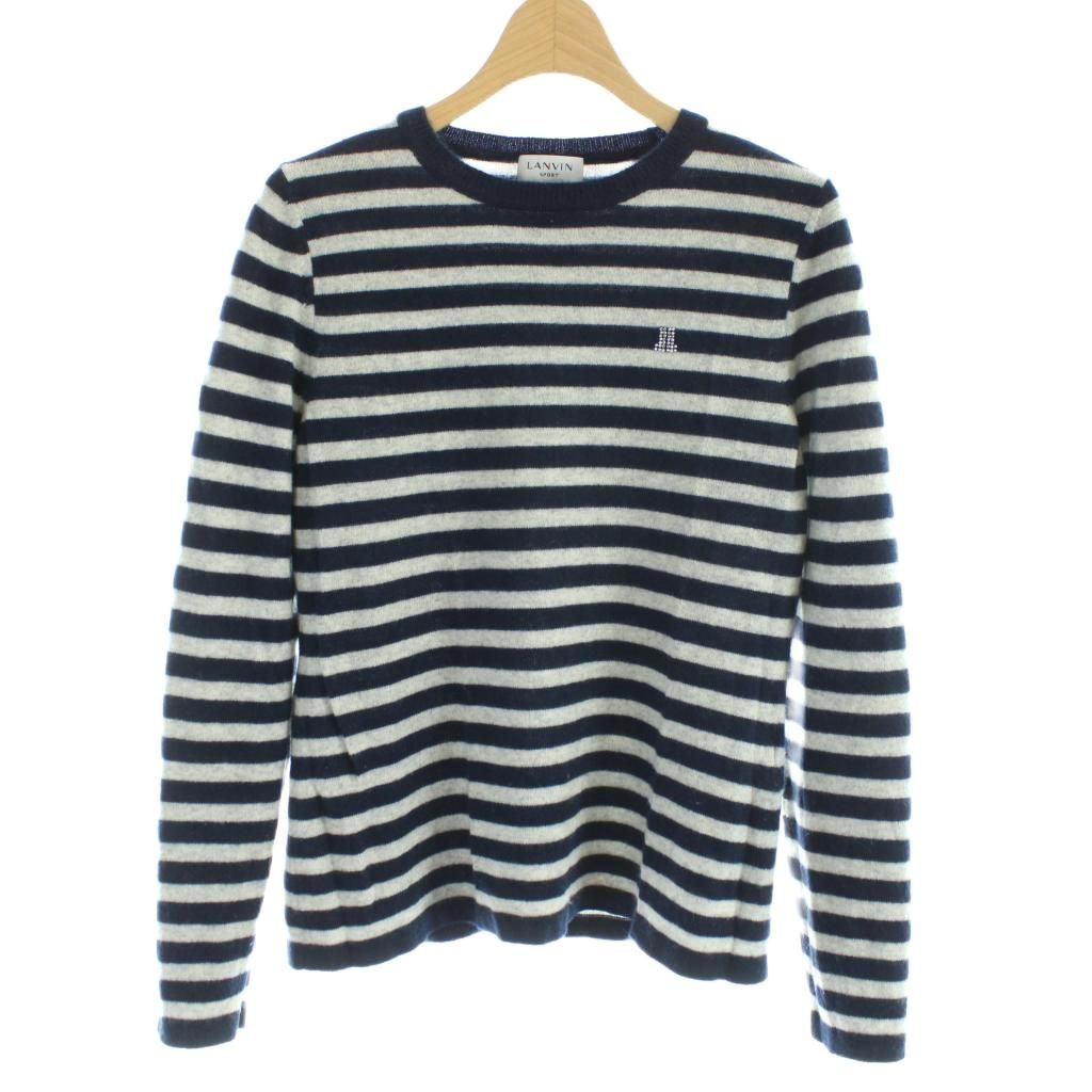 LANVIN ランバンスポーツ カシミヤ100% ニット ゴルフ 38 M ランバン スポール LANVIN SPORT ニット 長袖 カシミヤ 38 紺 ネイビー