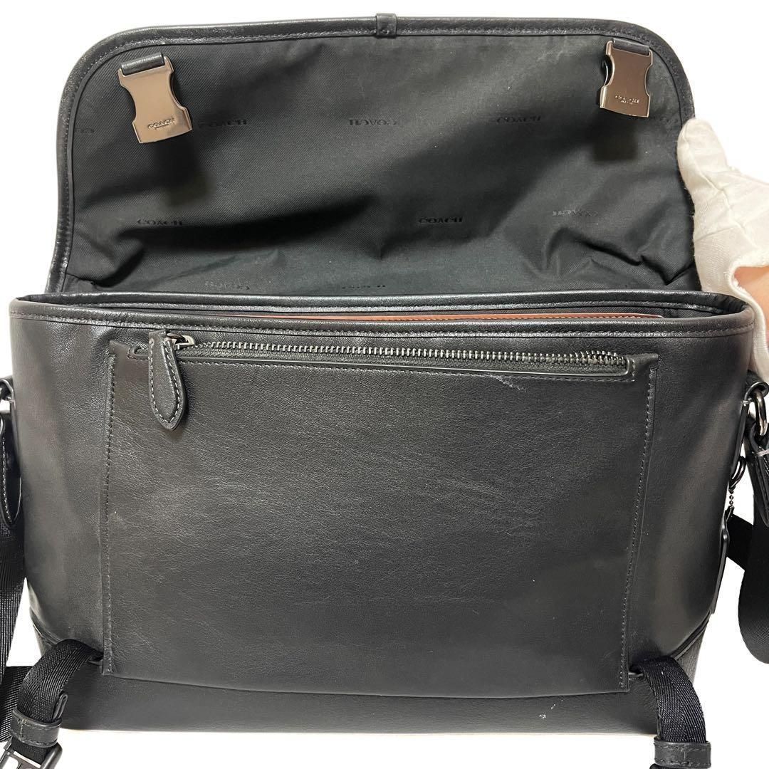 COACH コーチ 2way ショルダーバッグ レザー 革 ブラック 黒 メンズ