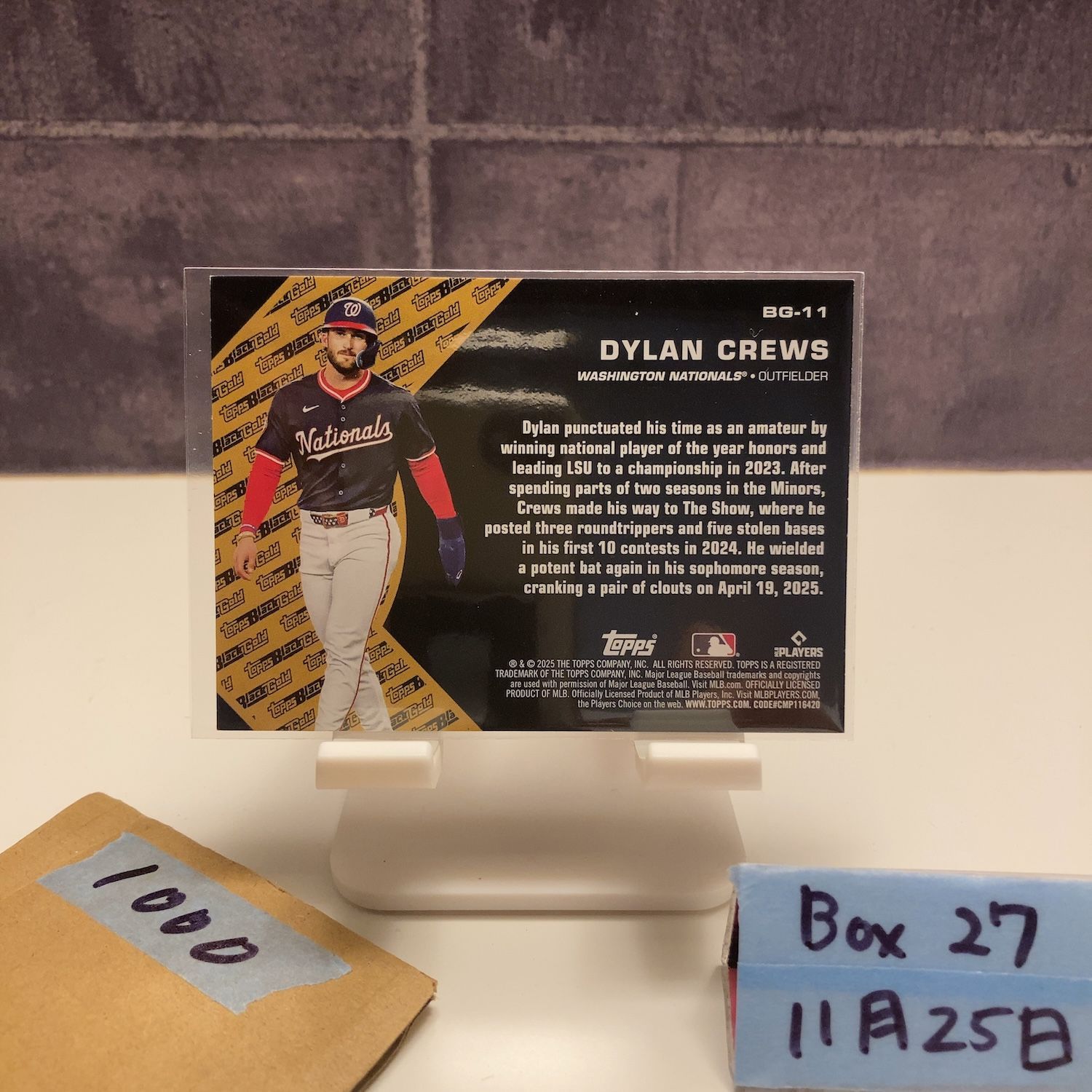 2025 Topps Black Gold Dylan Crews Washington Nationals RC ルーキー 