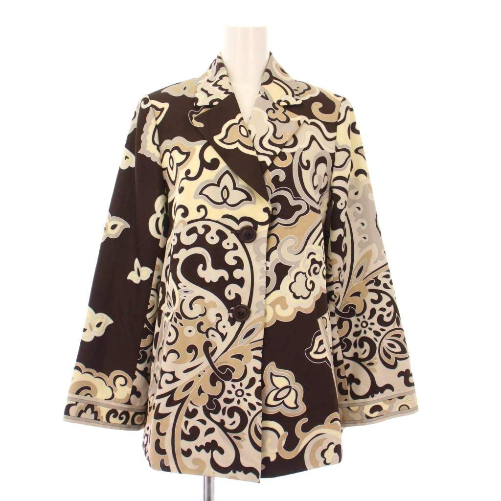 良品⭐️レオナール　テーラードジャケット　ロゴ刺繍　トリム　シルク100% 11号 レオナール LEONARD FASHION テーラードジャケット 2B 総柄 シルク 9R