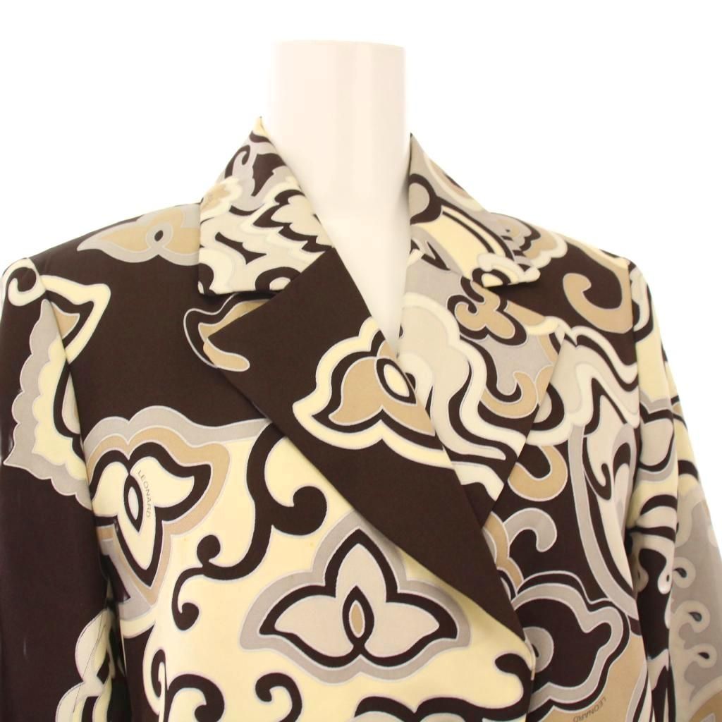 レオナール LEONARD FASHION テーラードジャケット 2B 総柄 シルク 9R