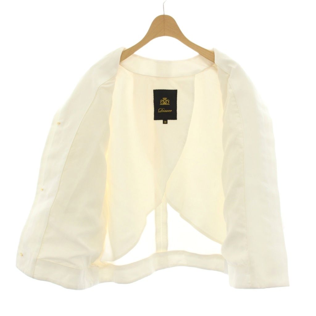 ドゥロワー Drawer ナナコ織りハーフスリーブノーカラージャケット  