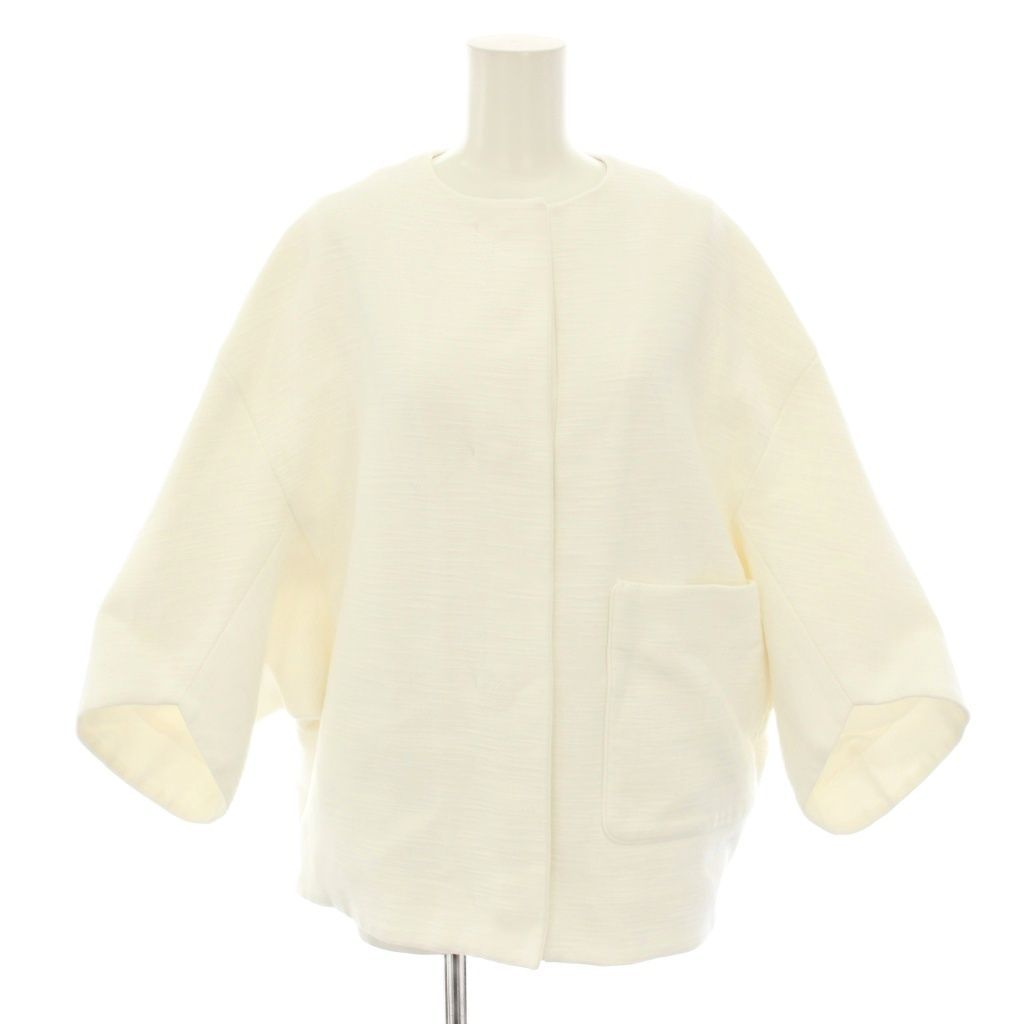 ドゥロワー Drawer ナナコ織りハーフスリーブノーカラージャケット  