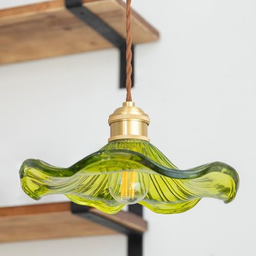 新品】真鍮 グラス シェード ペンダントライト オシャレ 昭和レトロ