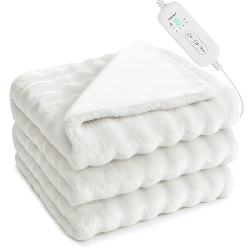 MOSMEE 電気毛布 2025 AI 自動温度調整 表面兎毛調 裏面ポリエステル素材 140 80 cm 大きいサイズ 掛け敷き兼用 ひざ掛け 8段階温度調整 6段階タイマー設定機能 自動オフ 洗える 洗濯ネット付き ダニ退治 ふわ c 27 a 25 d 8