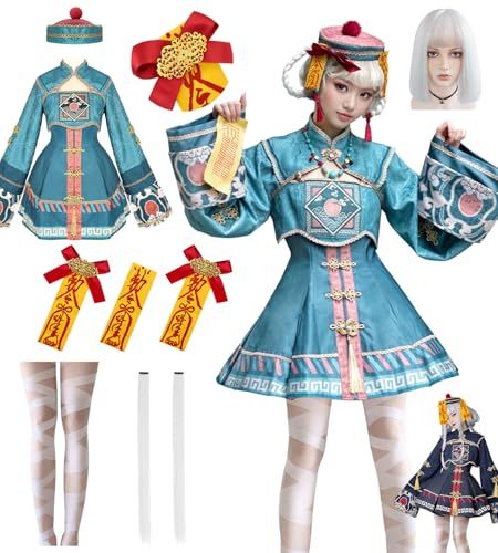 JIURUN コスプレ 衣装 キョンシー服 ロリータ ワンピース アニメ 刺繍 ゴスロリ かわいい レトロ 仮装 コスチューム イベント 暗黒風 演出服 ae 67 f 5 a 9