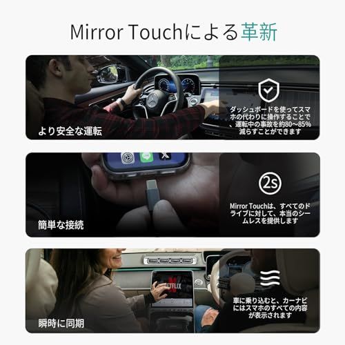  オットキャスト ミラータッチ Mirror Touch 2025 ミラーリング スマホを大画面に映す 双方向ミラーリング CarPlayワイヤレス化アダプター iphoneミラキャスト カーナビからスマホの操作が 30 bea 3 fe その他 キッチン 食器