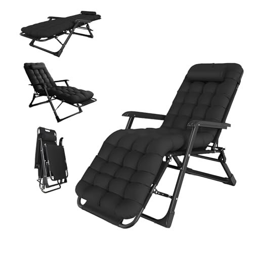 折りたたみ椅子 インフィニティチェア リクライニングチェア 角度調整可 枕つき アウトドア折りたたみチェア 一人掛け 室内 お部屋 オフィス 勤務 自宅用 組立不要 耐荷重200 kg スポンジマット ブラック m 1182 bf 7 b