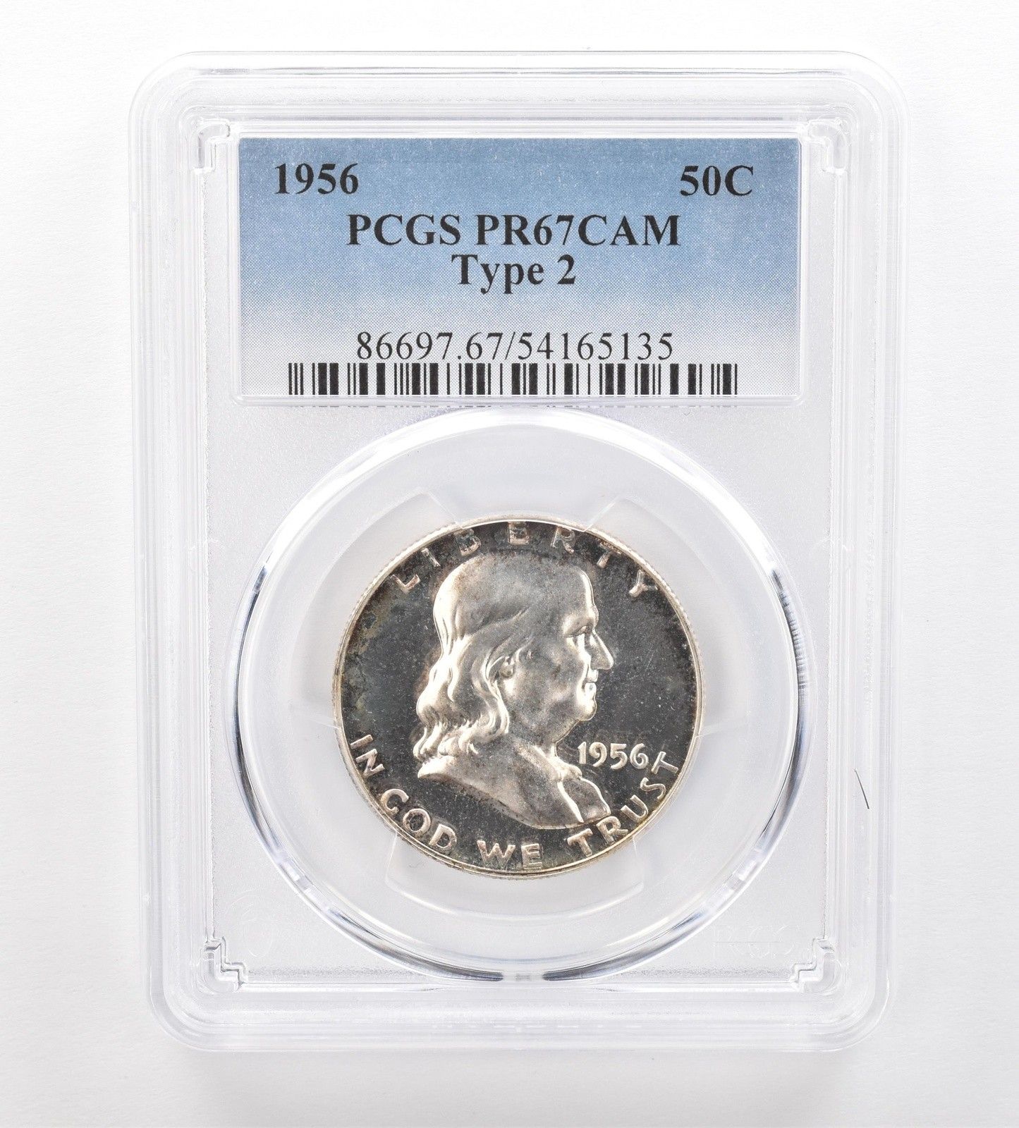 1956年 フランクリン ハーフダラー タイプ2 PR67 CAM PCGS