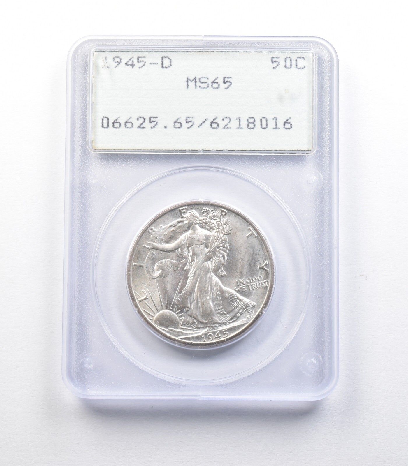 1945-D ウォーキング・リバティ・ハーフダラー MS65 PCGS ラトラー