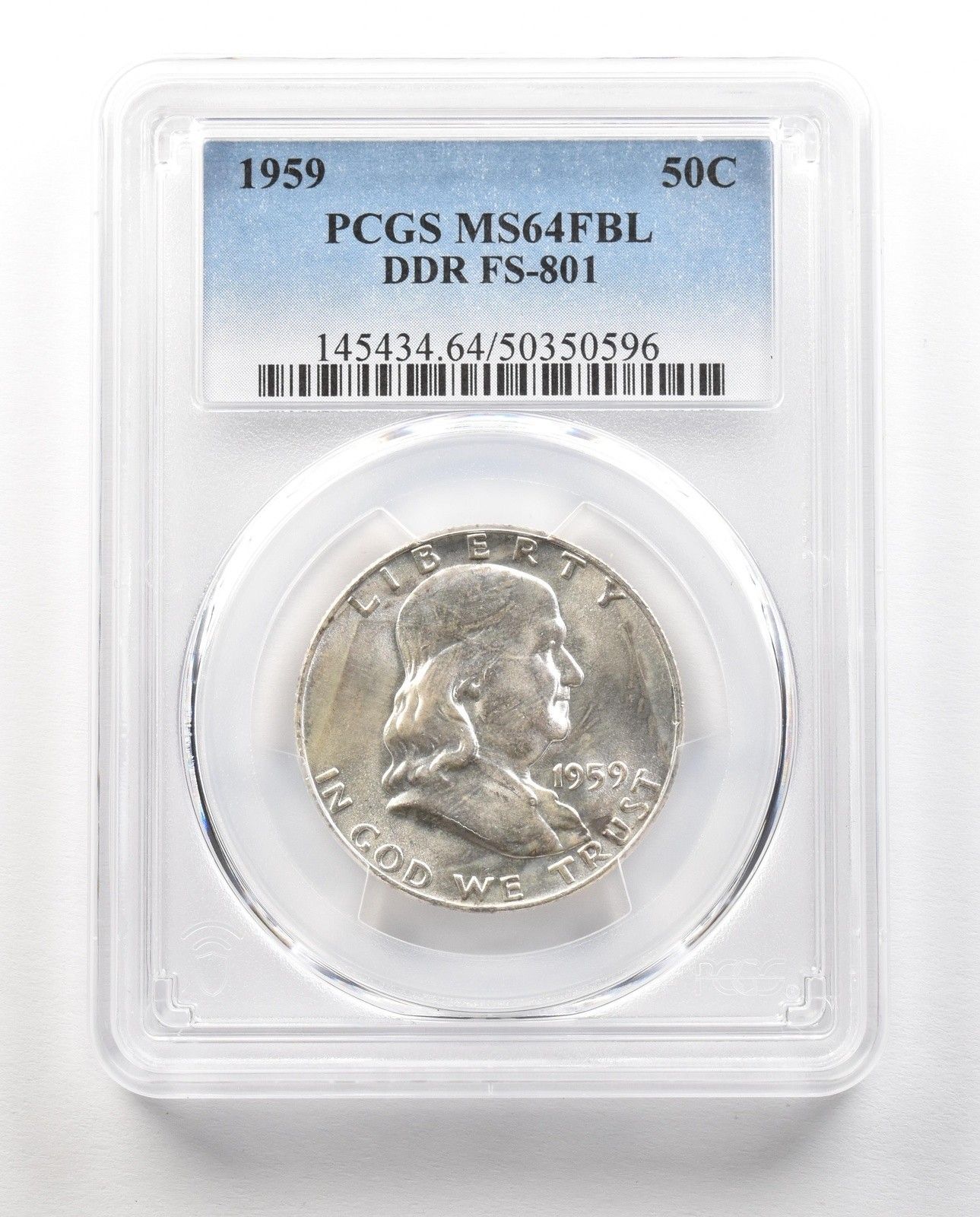 1959年 フランクリン ハーフダラー DDR FS-801 MS64 FBL PCGS *4858