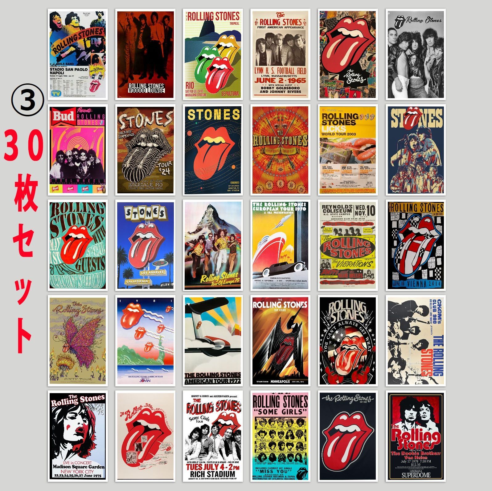 3種類 ザ・ローリング・ストーンズ The Rolling Stones ステッカー 30