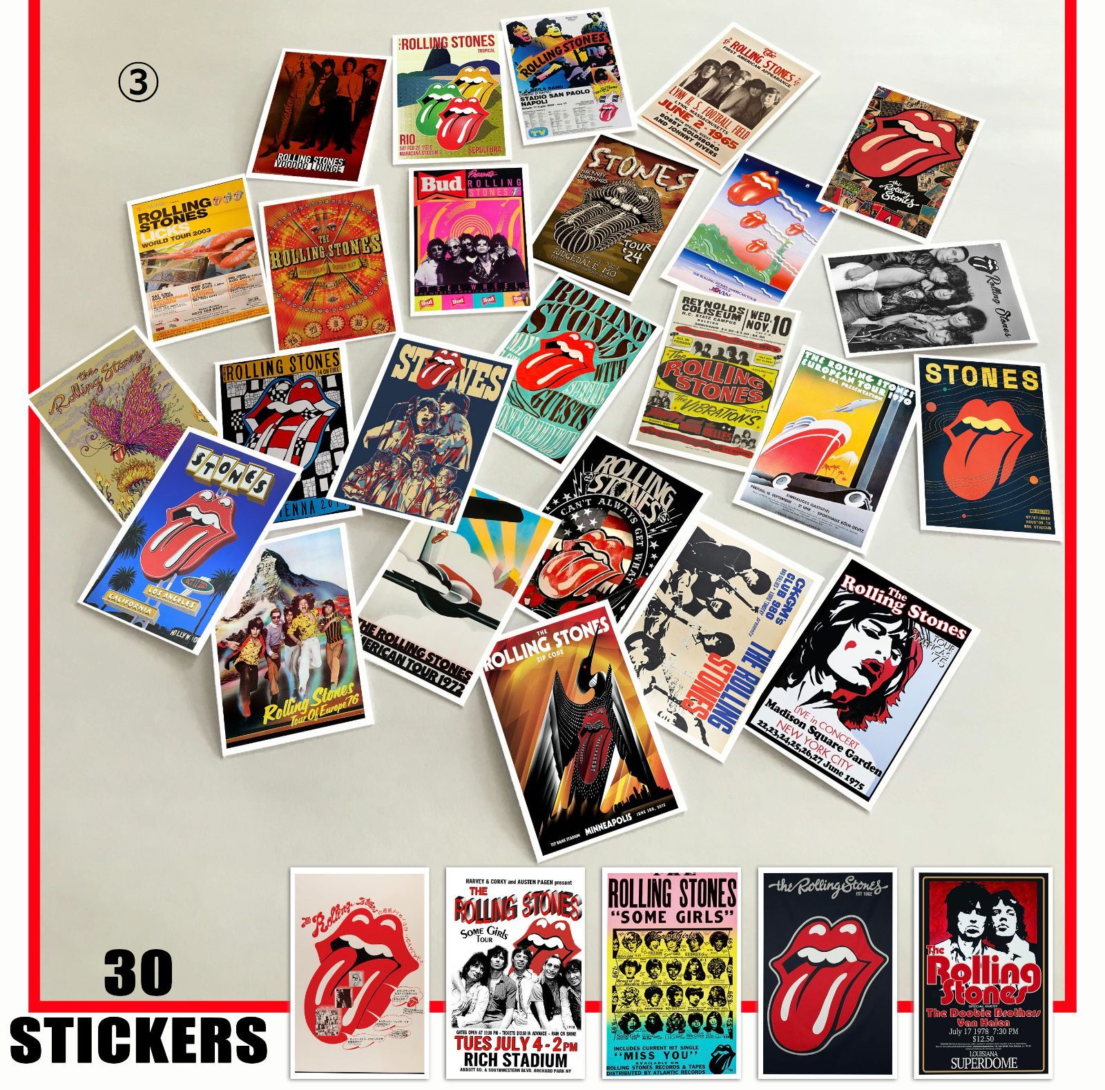 3種類 ザ・ローリング・ストーンズ The Rolling Stones ステッカー 30