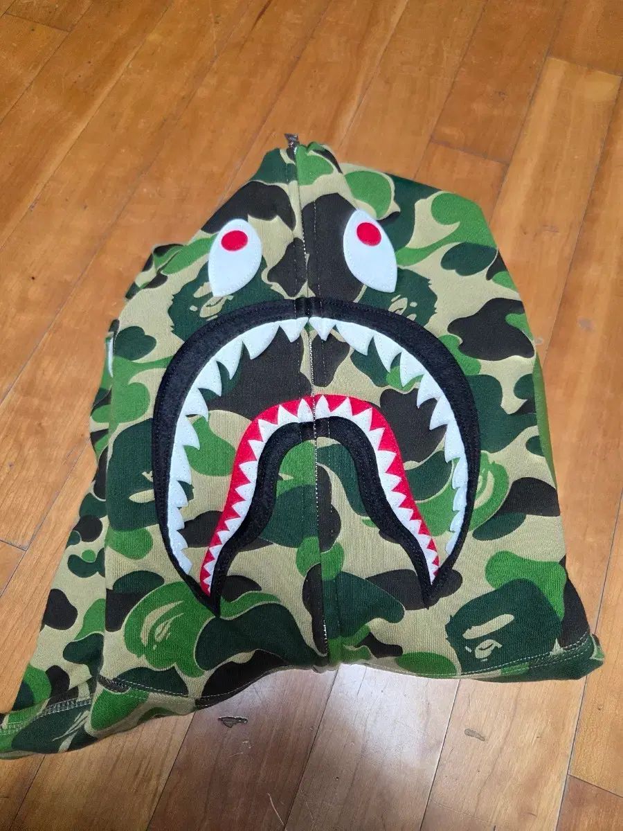 L ベイプ ABC カモ シャークフーデッド グリーン BATHING A APE ア