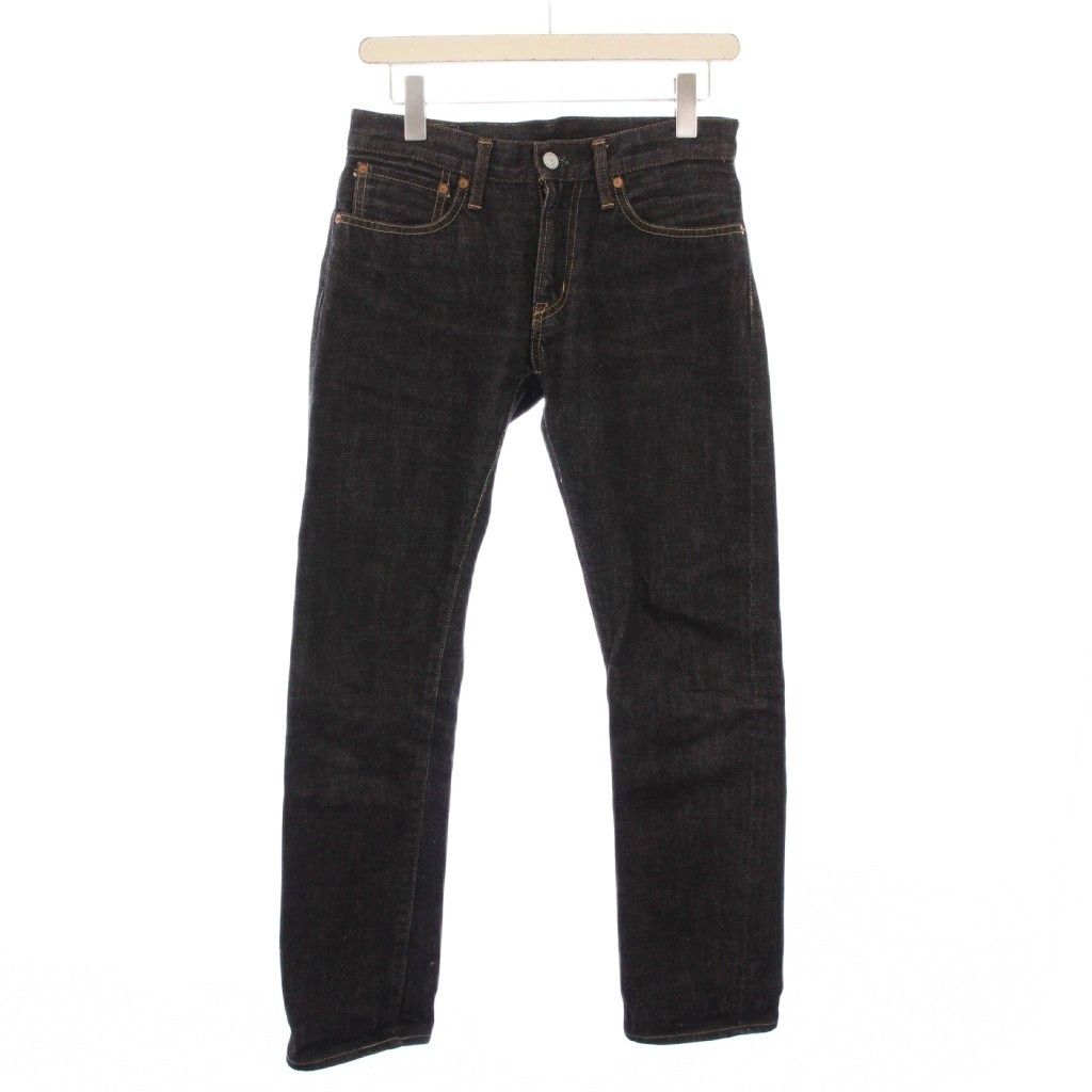 ドゥニーム DENIME スリムストレートデニムパンツ ジーンズ ジップフライ ロゴパッチ W28 L32 黒 ブラック 50-12-0085 /BB