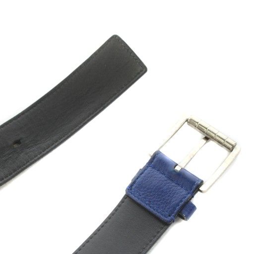 美品　Dior Homme 本革　レザー ベルト　85 オブリーク　ネイビー ディオールオム Dior HOMME ベルト ハトメ レザー 85 紺 ネイビー 23