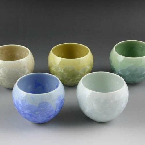 清水焼 花結晶 お茶呑茶碗5客揃 トウア158