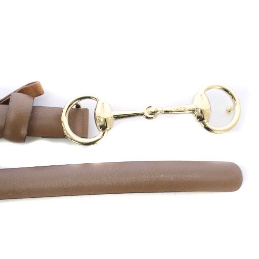 グッチ GUCCI ホースビットバックルベルト レザー ロゴ 茶 ブラウン