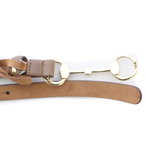 グッチ GUCCI ホースビットバックルベルト レザー ロゴ 茶 ブラウン