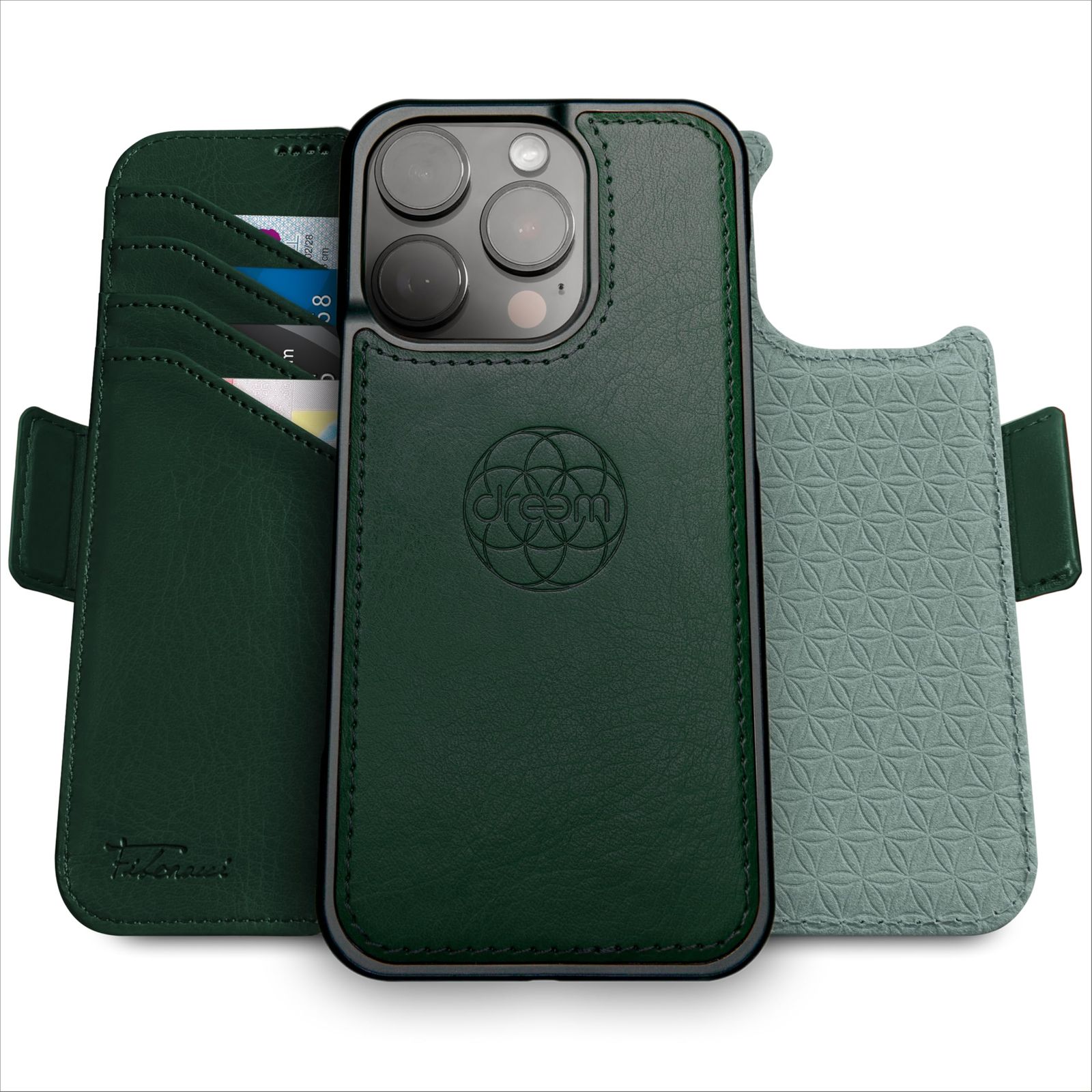 Dreem フィボナッチ iPhone 14 Pro Max用 グリーン 新品 Dreem フィボナッチ（Fibonacci）2イン1 財布型ケース Apple