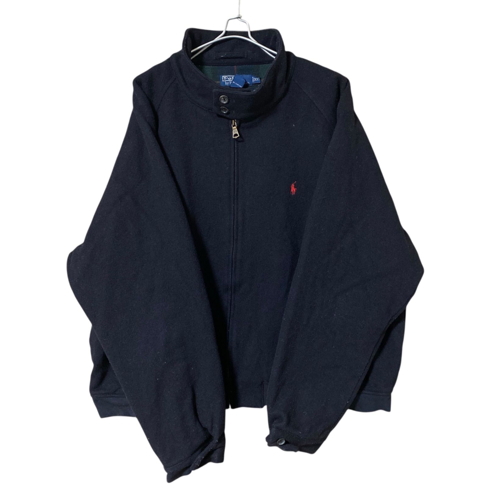 ポロバイラルフローレン 刺繍ロゴ ポニー ブラック フルジップ