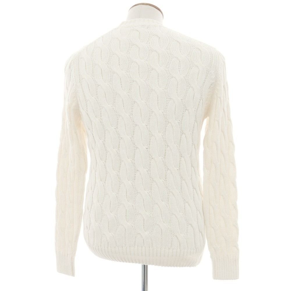 【美品】ZANONE クルーネック　ニット　オフホワイト　46サイズM 新品】ザノーネ ZANONE ミドルゲージコットン ケーブル編み クルー