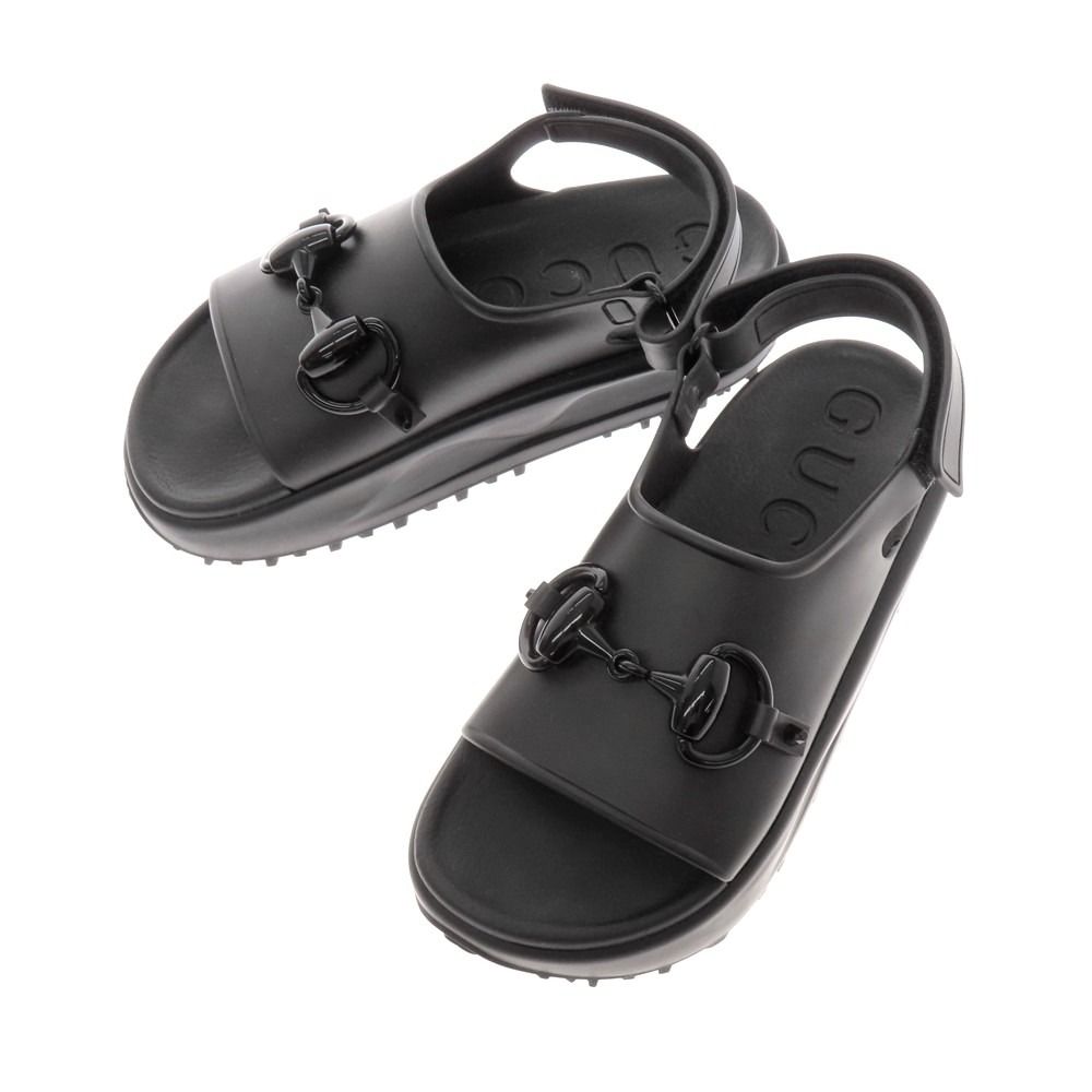 中古】グッチ GUCCI ラバー ビット サンダル ブラック【サイズ37