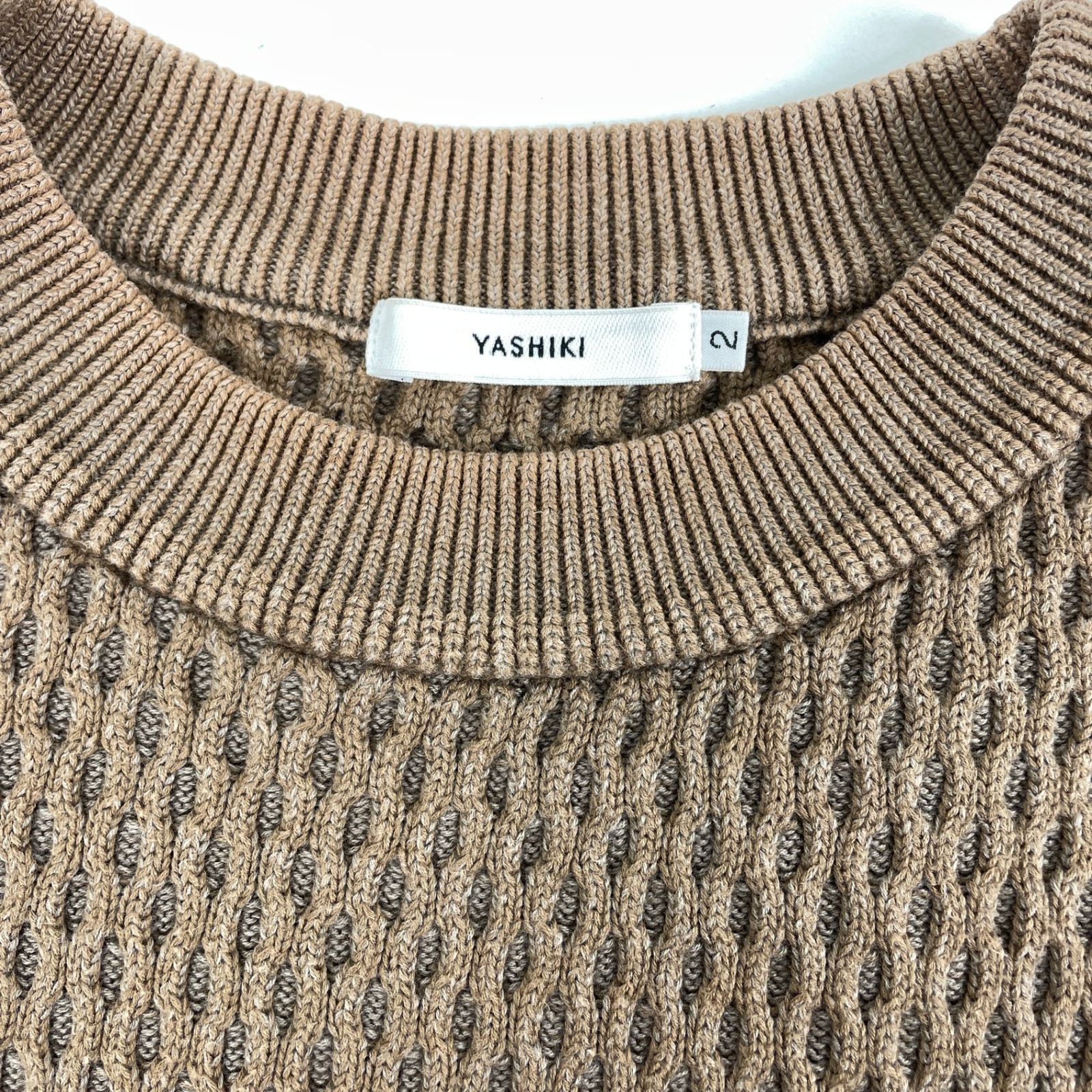 YASHIKI ヤシキ コットン アランニット セーター クルーネック サイズ2 