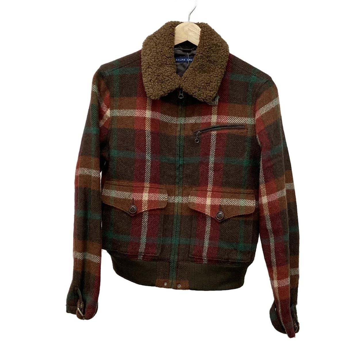 ラルフローレンチェック柄 ジップアップジャケット RalphLauren(ラルフローレン) ブルゾン サイズM レディース - ダーク