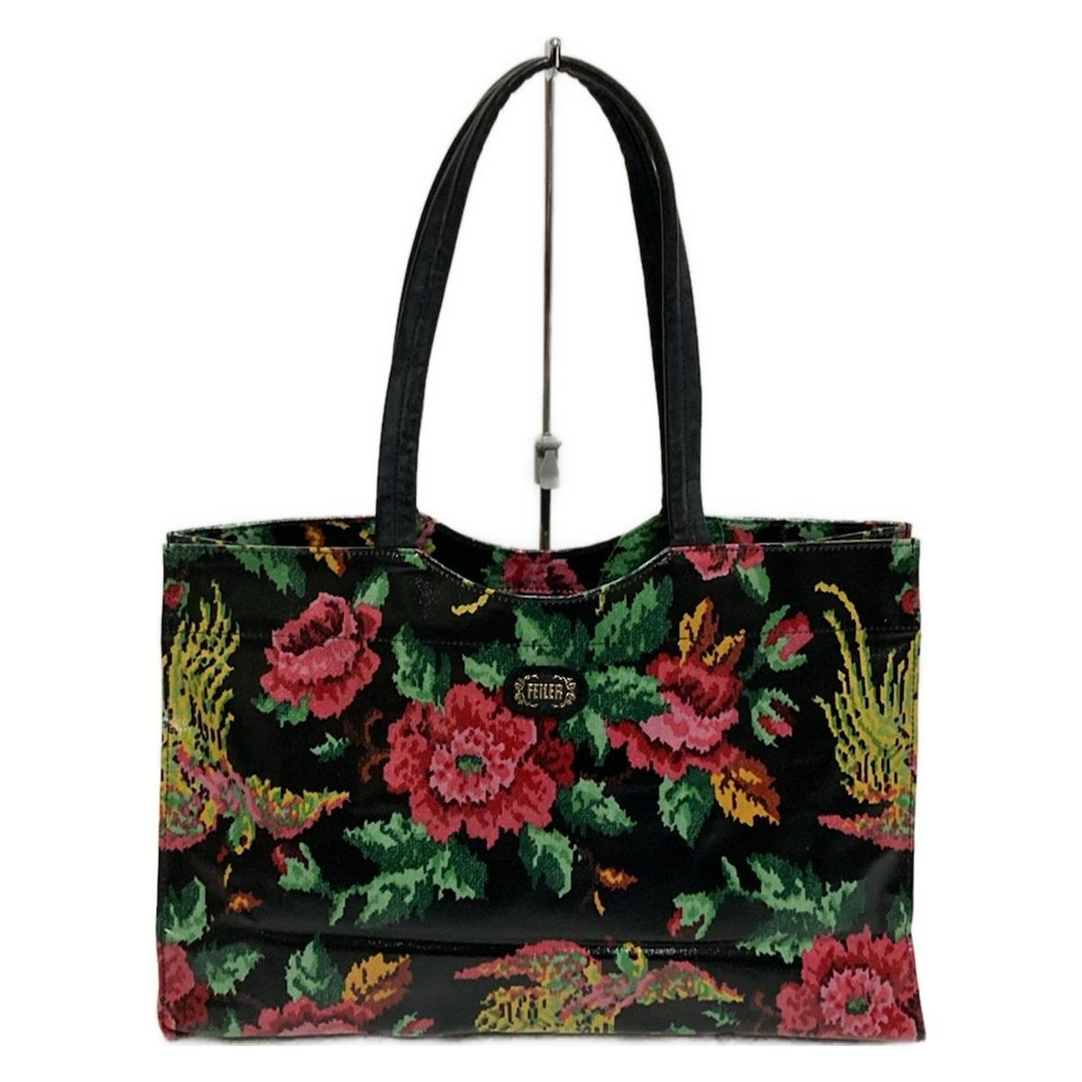 FEILER(フェイラー) トートバッグ - 黒×ピンク×マルチ 花柄 - メルカリ