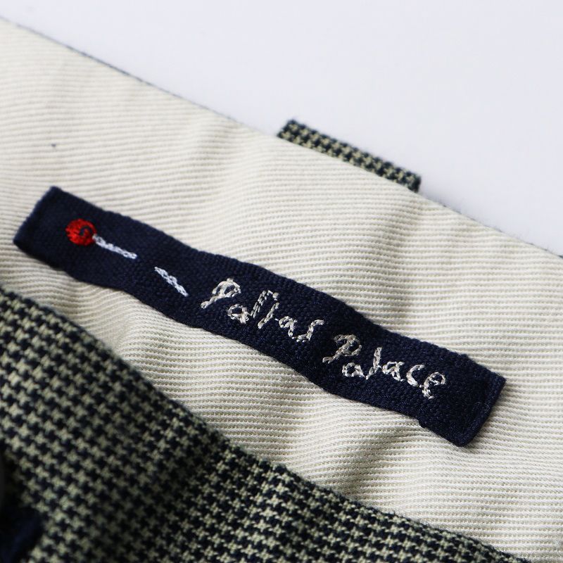 新品未使用 パラスパレス 洗える インディゴ染め マイクロ千鳥柄 タックパンツ 16／-インディゴ千鳥タックパンツ