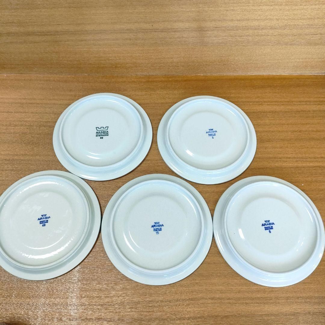 ARABIA アラビア アネモネ 大きいサイズ カップ＆ソーサー 5客セット D 