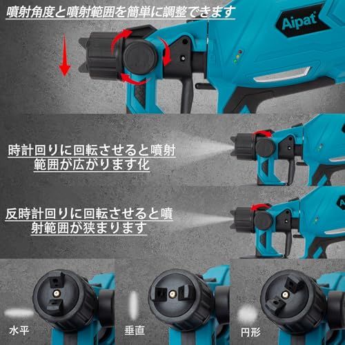 コードレススプレーガン 充電式 電動スプレーガン マキタ18 Vバッテリー対応 21 V 電動塗装機 3段階噴霧調整 水平 垂直 円形 1000 ml大容量 DIY 木材 金属 プラスチック 塗装 水性 油性 両対応 日本語取扱説明書付き 本体の a 0 8885 c