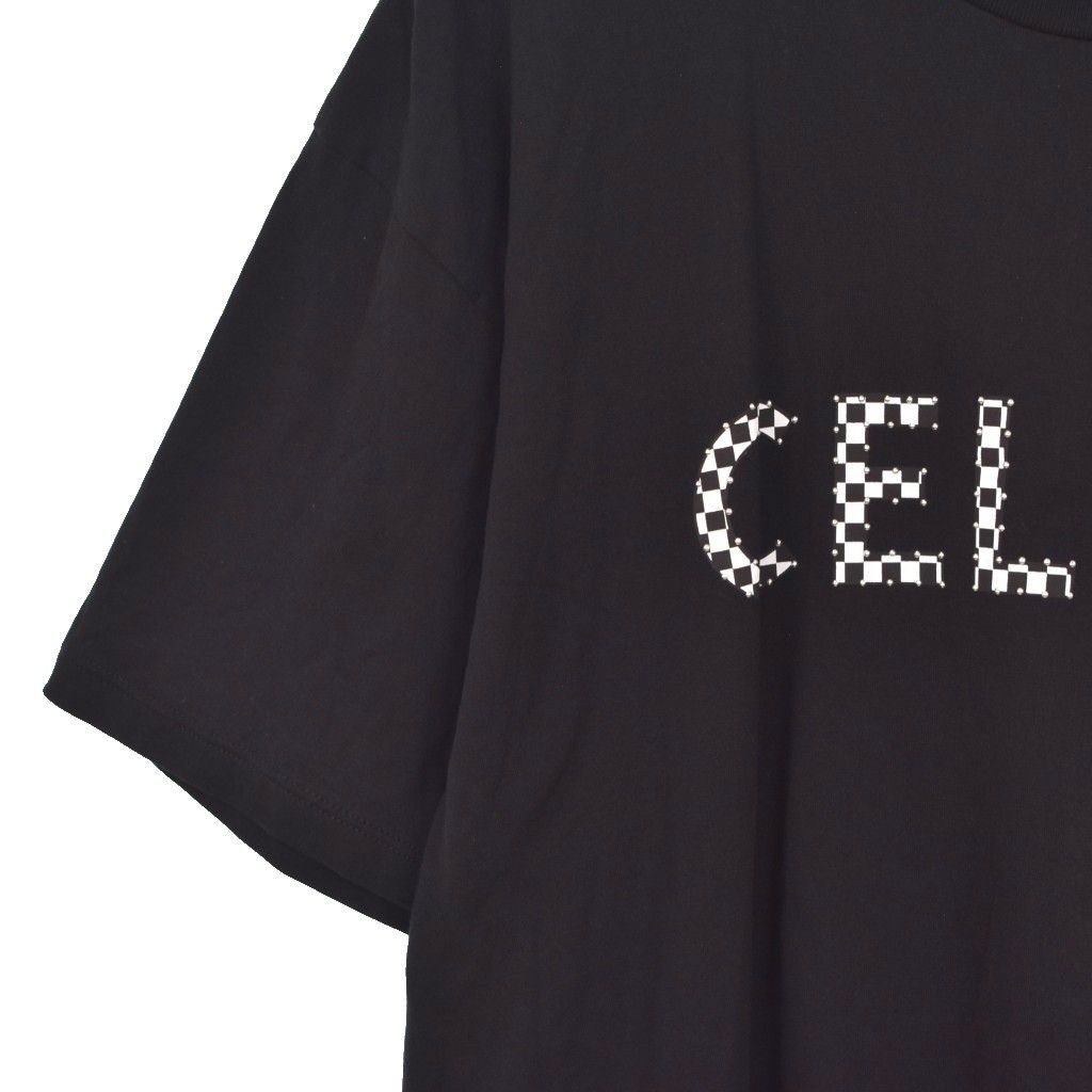 イタリア製 セリーヌ チェッカースタッズ ロゴ ルーズ 半袖 Tシャツ