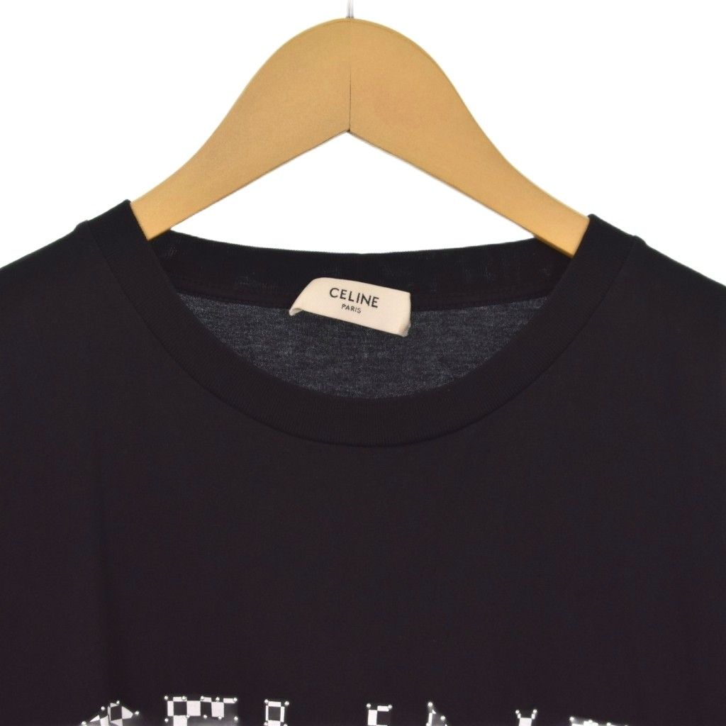 イタリア製 セリーヌ チェッカースタッズ ロゴ ルーズ 半袖 Tシャツ