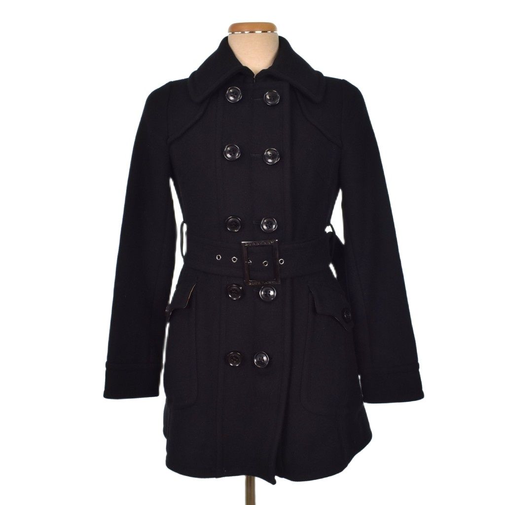 バーバリー　ショートコート　38 BURBERRY BLUE LABEL ブラック ショートコート 38 バーバリー ブラック