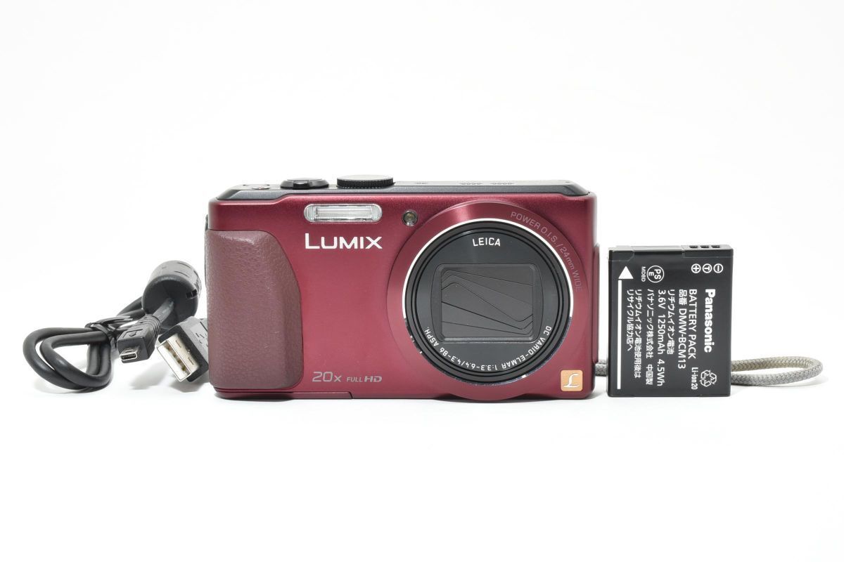 美品 Panasonic LUMIX DMC-TZ40 レッド 充電ケーブル付き AYM4855#112