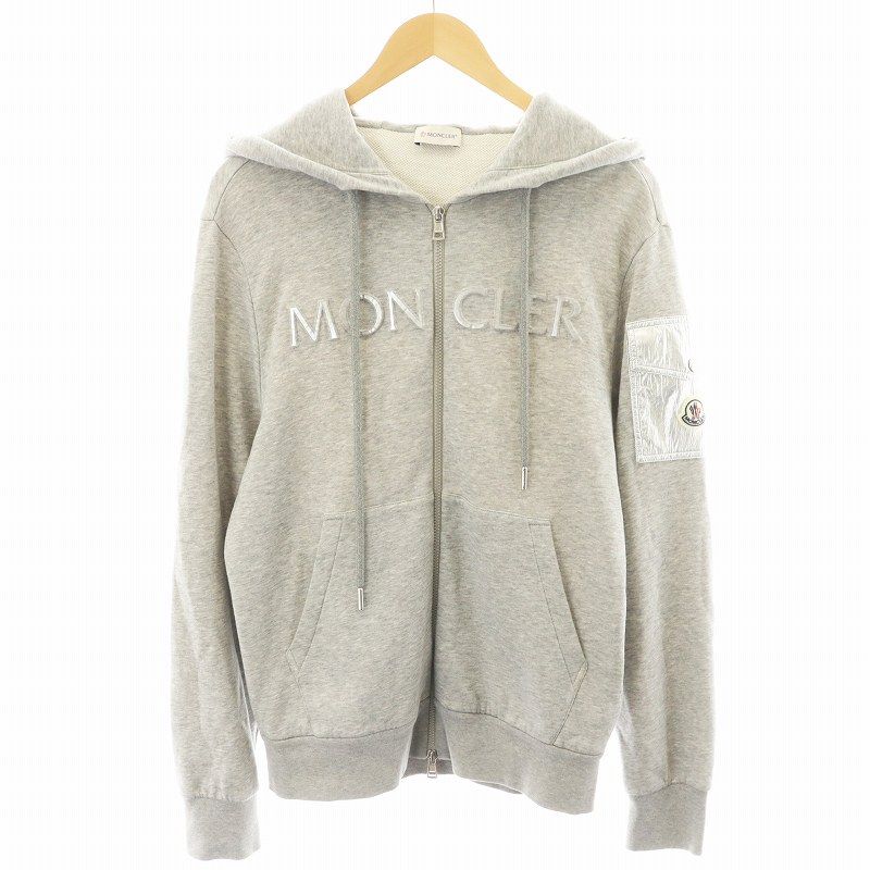 Y*u様 MONCLER グレー フルジップ パーカー　L モンクレール MONCLER FELPA CON CAPPUCCIO パーカー ジップアップ