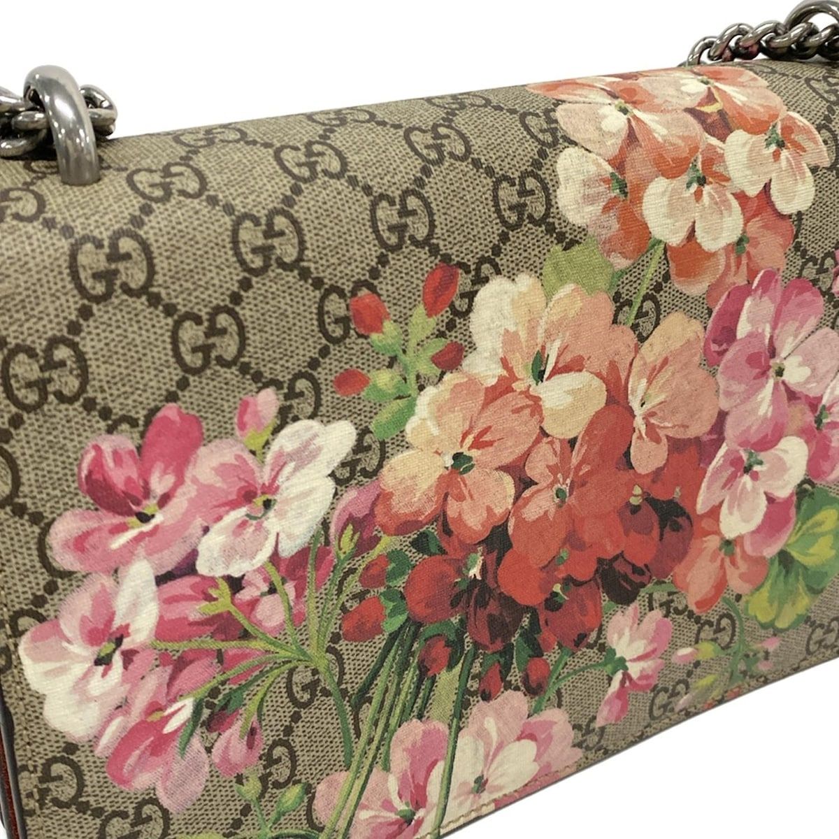 GUCCI(グッチ) ショルダーバッグ ディオニュソス,GGブルームス 400249 ベージュ×ピンク×マルチ チェーンショルダー GUCCI - GUCCI(グッチ) ショルダーバッグ ディオニュソス/GGブルームス