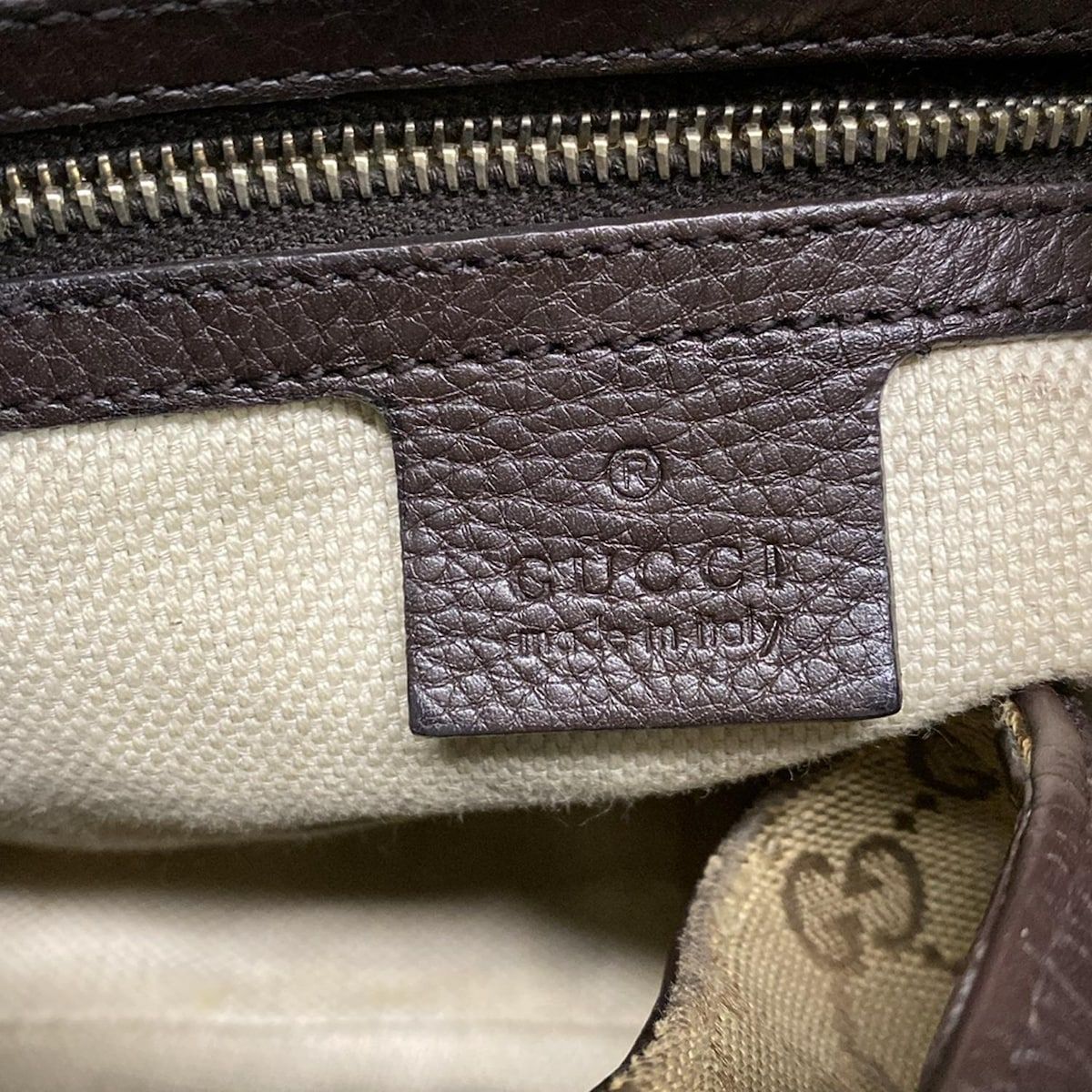 GUCCI(グッチ) ショルダーバッグ GG柄 296851 ベージュ×ダークブラウン レザー GUCCI ショルダーバッグ GG柄 キャンバス×レザー ベージュ ブラウン