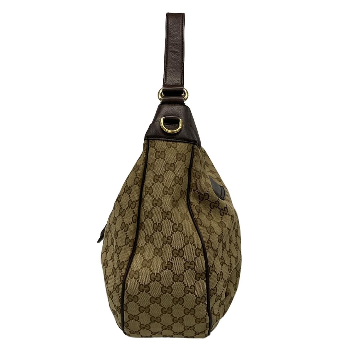 GUCCI(グッチ) ショルダーバッグ GG柄 296851 ベージュ×ダークブラウン レザー GUCCI(グッチ) ショルダーバッグ GG柄,シェリー 296851 ベージュ
