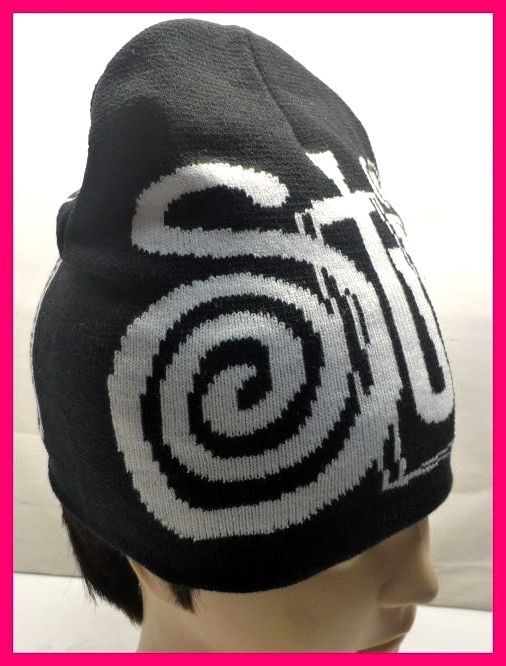 新品ステューシー・ビーニー帽ニット帽 ピンク 男女OK STUSSY変形ロゴ