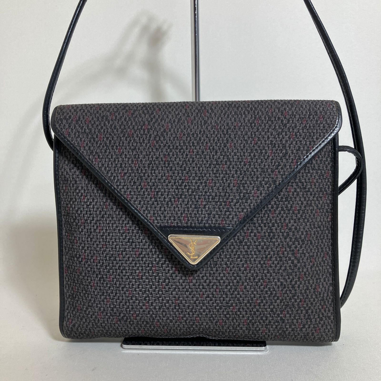2512-145｜イヴサンローラン ショルダーバッグ ブラック YSLロゴ金具 