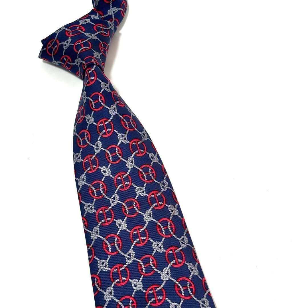 美品✨ エルメス ネクタイ ネイビー 紺 シルク ハイブランド - メルカリ